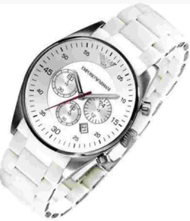 NEW GENUINE EMPORIO ARMANI AR5859 WHITE DIAL SILICONE STRAP UNISEX WATCH