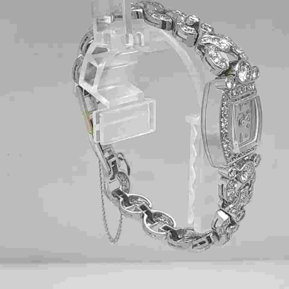 Antique Hamilton Diamond & Platinum Watch 3 carats Fine Diamonds 33.9 Grams