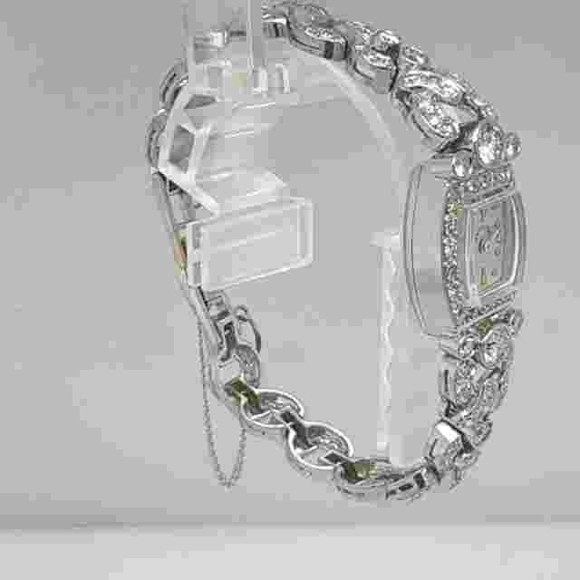 Antique Hamilton Diamond & Platinum Watch 3 carats Fine Diamonds 33.9 Grams