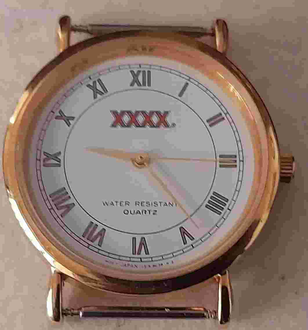 VINTAGE OLYMPIC QUARTZ FOUREX BEER WRISTWATCH .. WATER RESISTANT .. NO BAND
