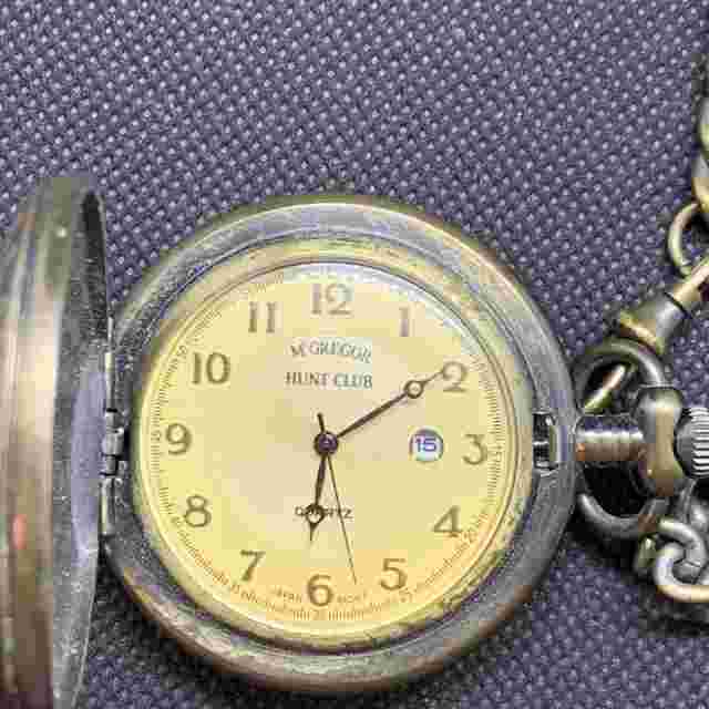 McGregor Hunt Club Quartz Pocket Watch & Chain Eagle Japan Movement-need battery