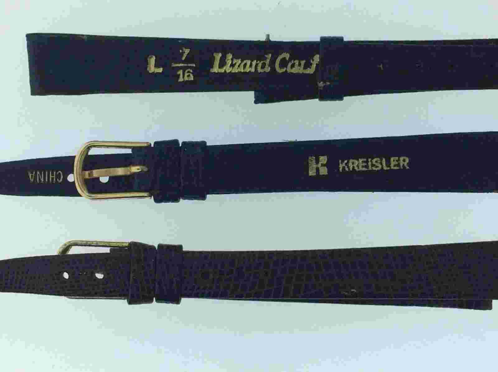 Watch Bands - Black & Dark Brown Lizard Calf 7/16  - Special Pricing