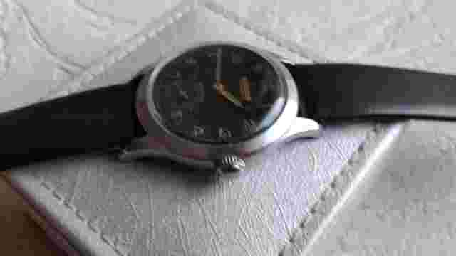 German vintage Bifora watch, rare steel case, 1950's, black military dial