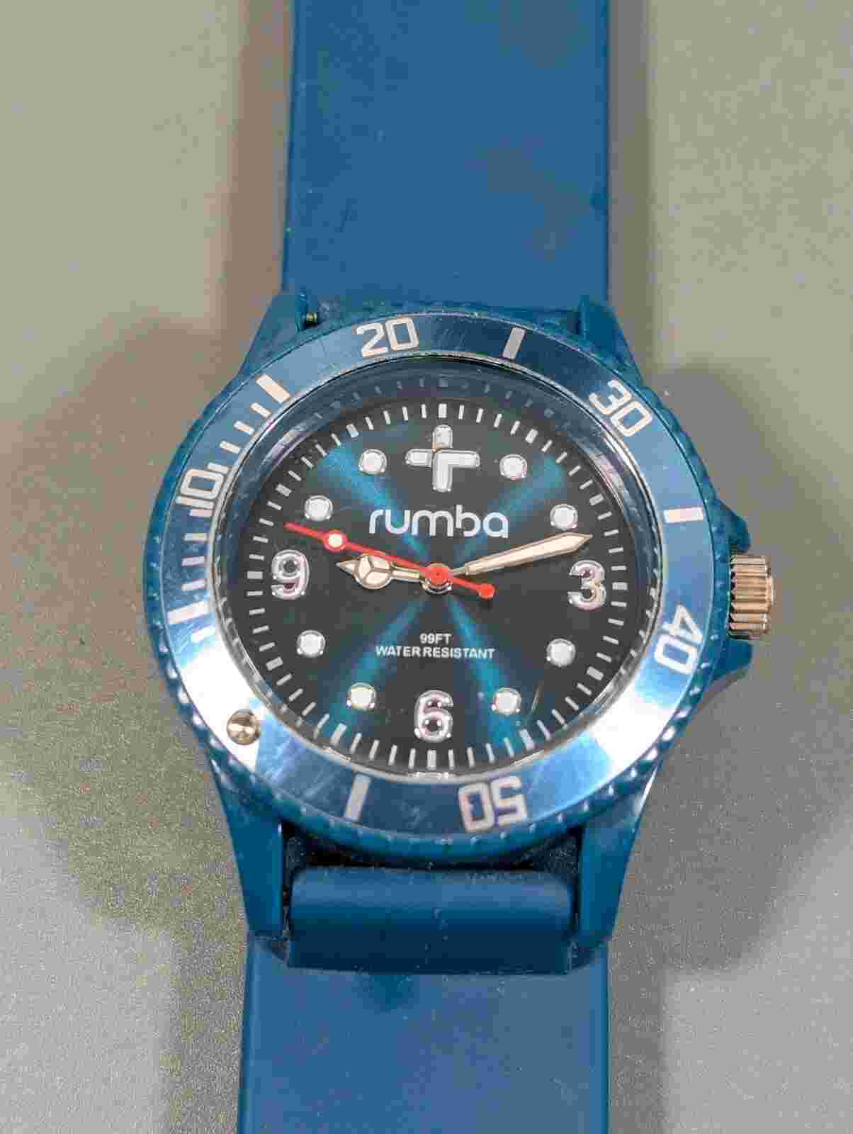 Rumba Time Blue Dial Rotating Bezel Silicone Band Slap Watch