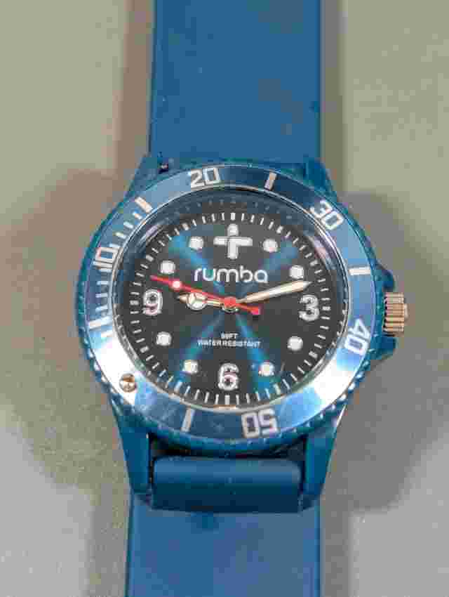 Rumba Time Blue Dial Rotating Bezel Silicone Band Slap Watch