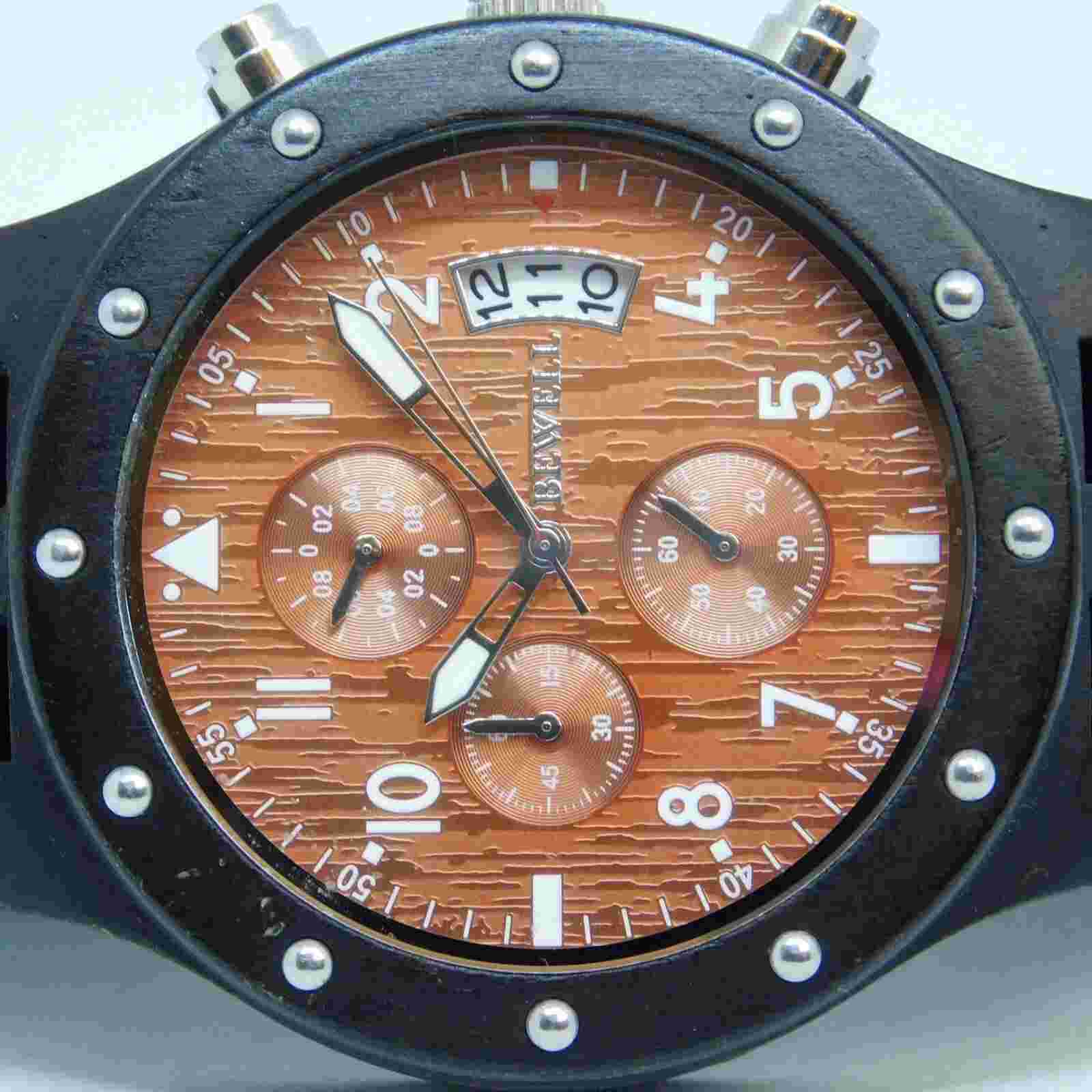 BEWELL All Wooden Unisex Watch Sz. 5 1/2" New Battery