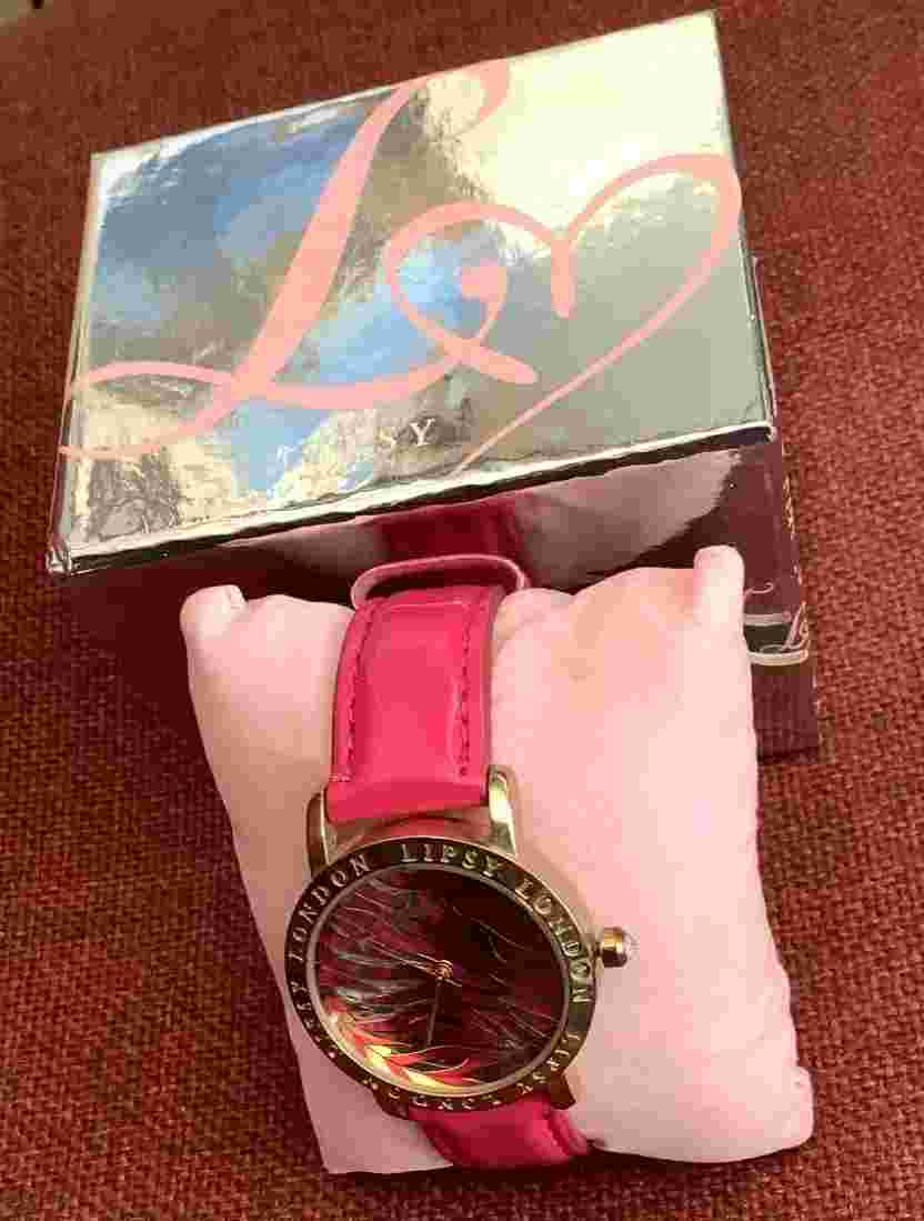 LADIES HOT PINK WATCH BY LIPSY, BOXED