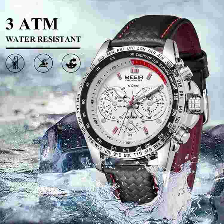 MEGIR Stainless Steel Analog, Water Resistant Sports Quartz Military Wrist Watch