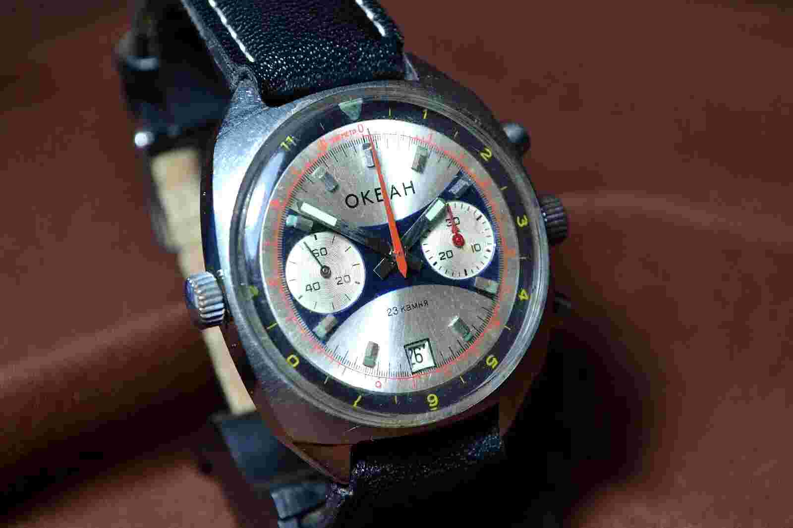 POLJOT CHRONOGRAPH Vintage Watch USSR Original Mechanical Wristwatch 3133 Ocean