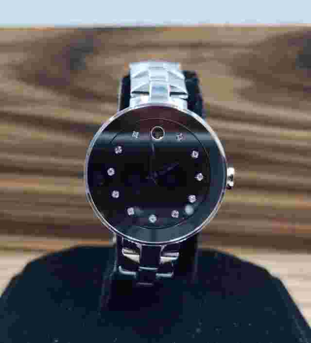 MOVADO Diamond Mirror Face Dial Ladies Stainless Steel Watch.