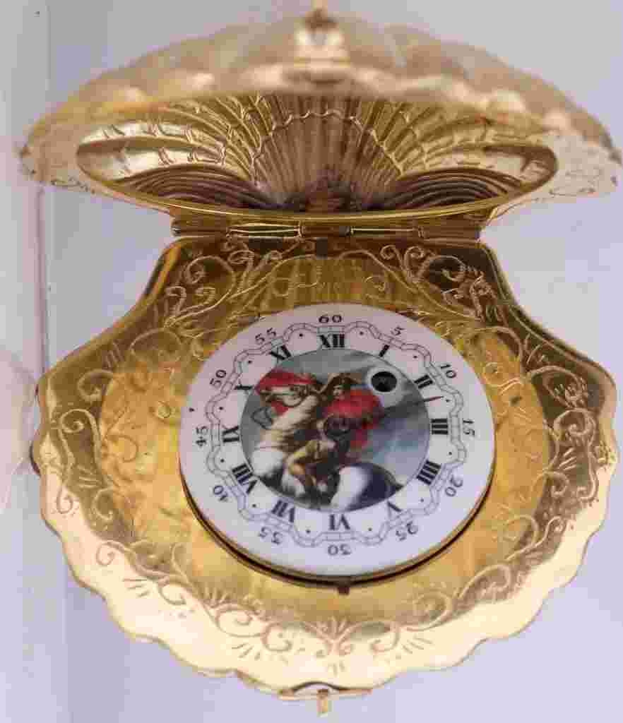 Antique French Pocket / Desk Watch Verge Fusee-Gilt Silver Seashell Case c1800's