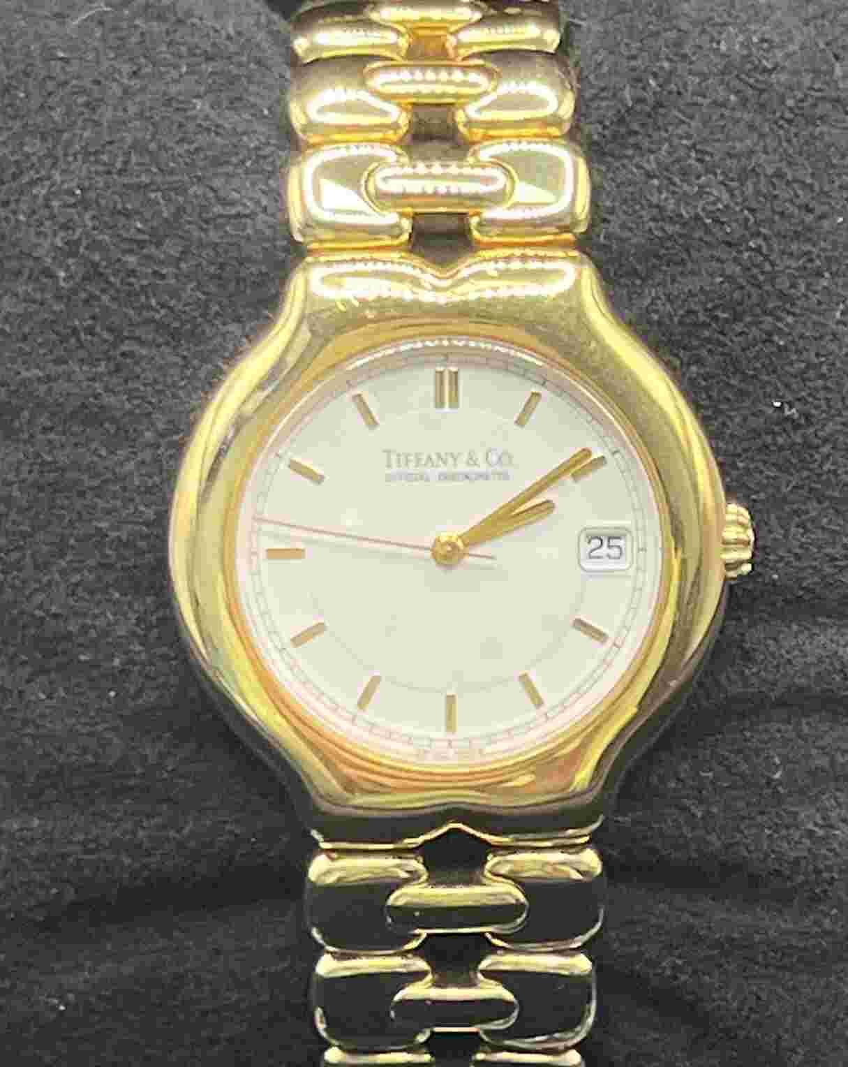 Tiffany & Co. Tesoro Watch with Round White Face 18K Yellow Gold