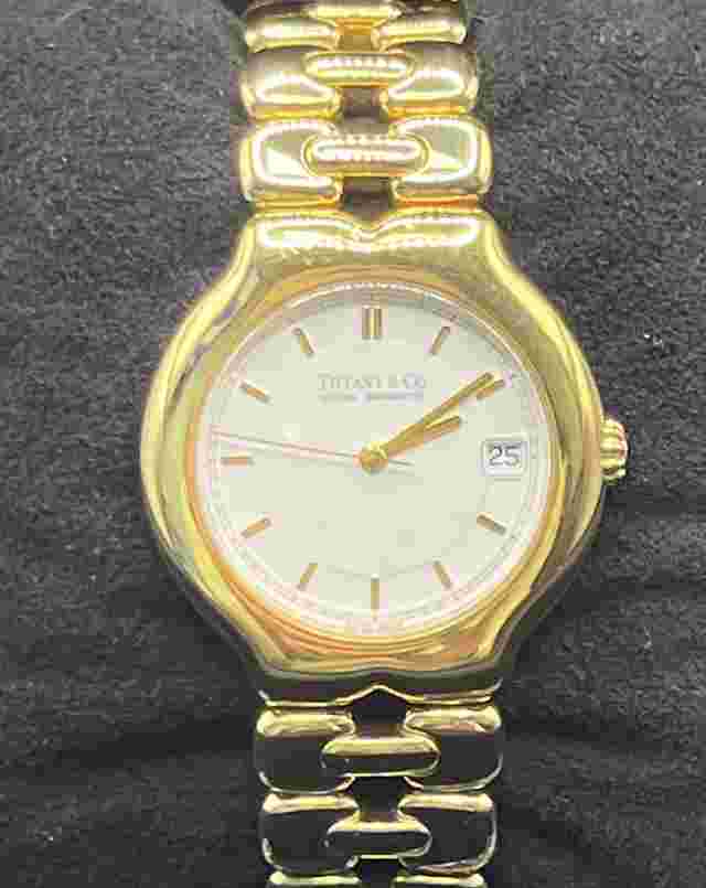 Tiffany & Co. Tesoro Watch with Round White Face 18K Yellow Gold