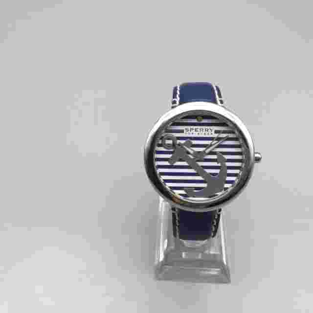 Sperry Top-Sider Watch Women 40mm Silver Tone Anchor Striped Dial New Battery