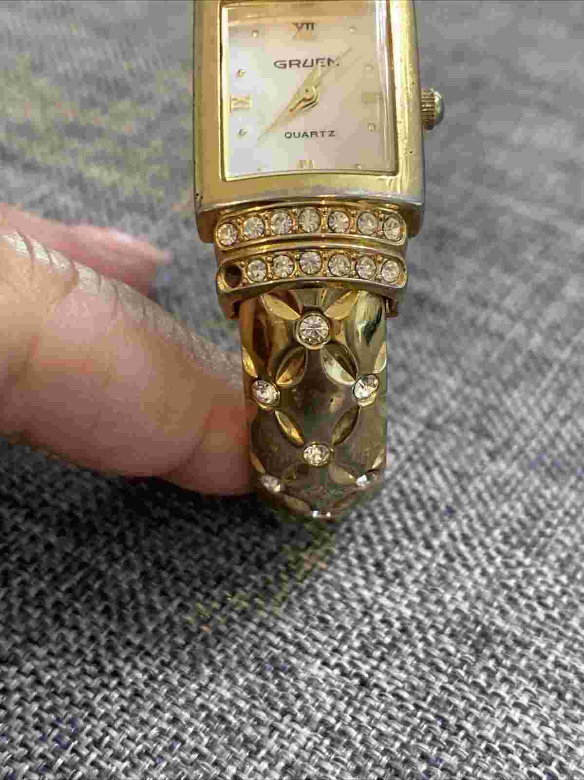 Vintage Ladies Gruen Watch Goldtone  “fancy Bracelet” Design New Battery