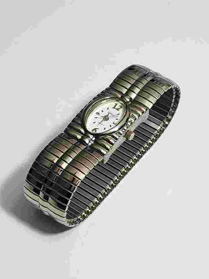 Vivani Silver Womens Adjustable Stretch Vtg Acoutime Watch Corp L5440 Japan Movt