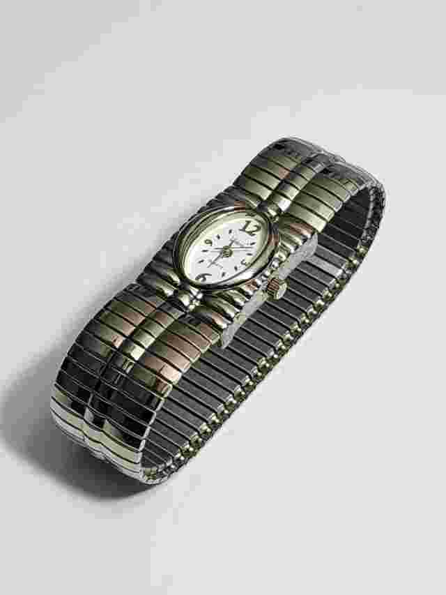 Vivani Silver Womens Adjustable Stretch Vtg Acoutime Watch Corp L5440 Japan Movt