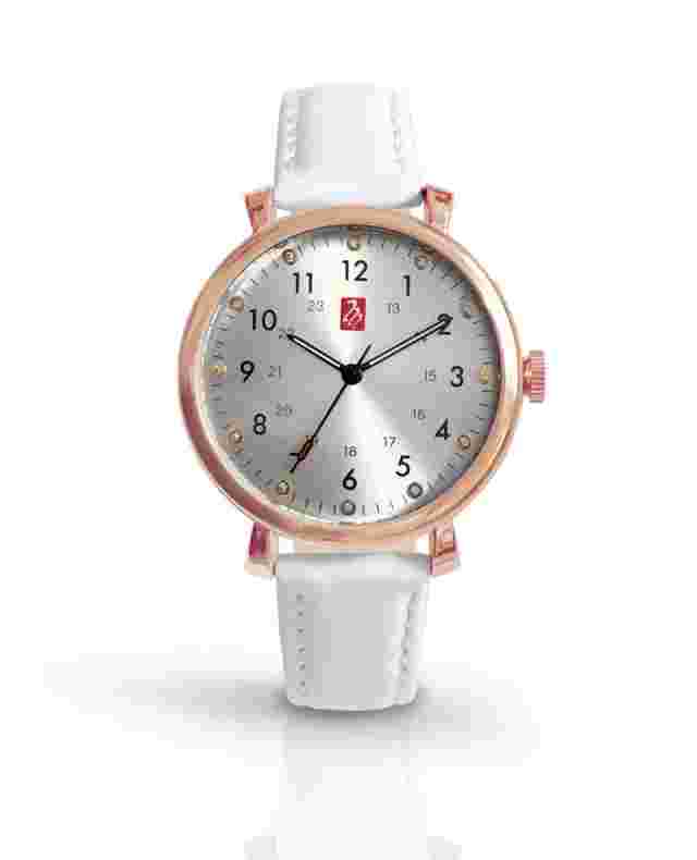 Prestige Medical Melrose Premium Watch Rose Gold With White Band