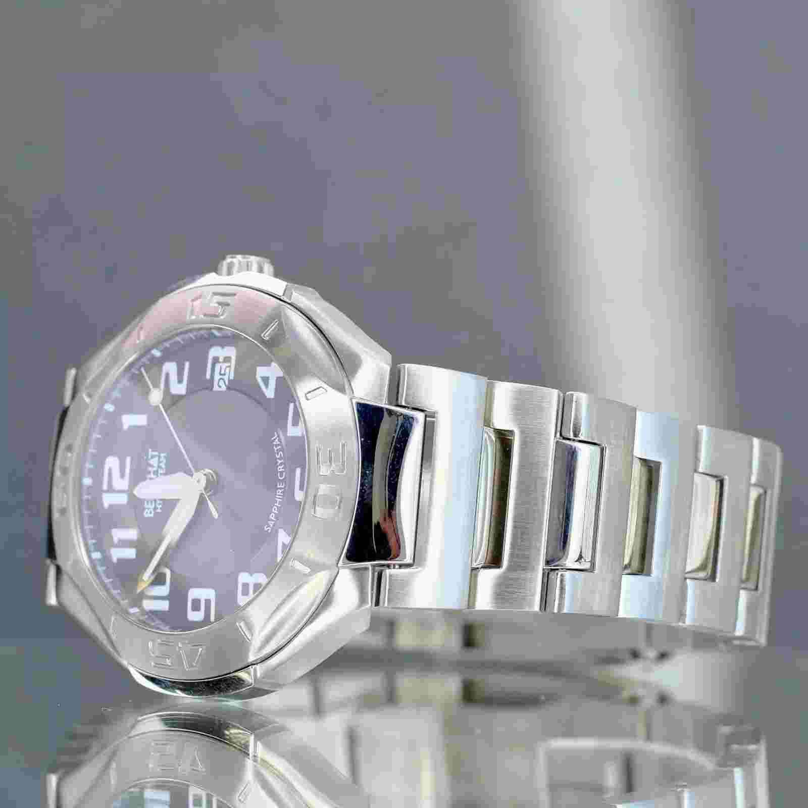 BEUCHAT HYDROTEAM DIVERS MENS WATCH GREY ARABIC DIAL STAINLESS STEEL 200M