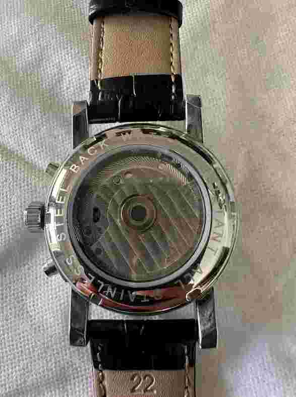 MG.Orkina Men’s Automatic Watch – Open Heart Dial, Stainless Steel, Black Leathe