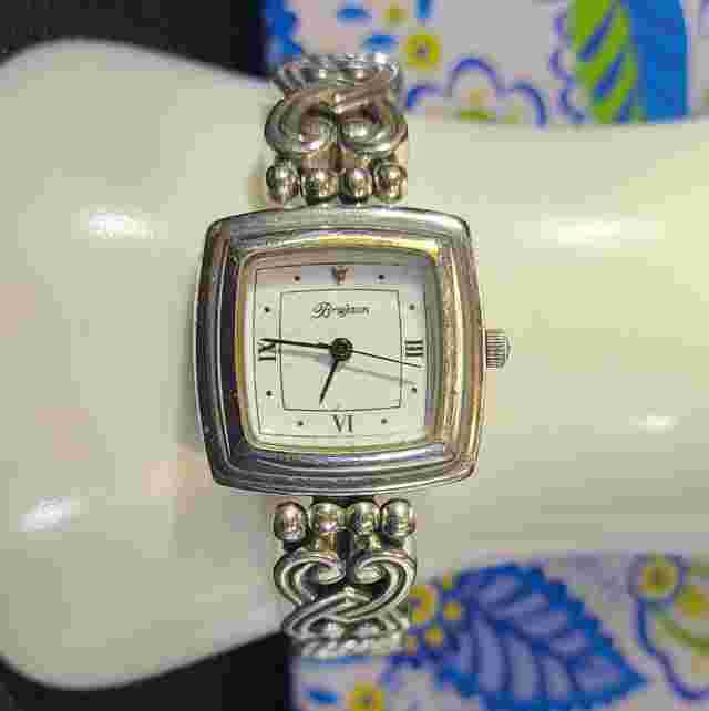 BRIGHTON "Santa Rosa" WATCH Silver Hearts Band *Bar Clasp *with Box *New Battery