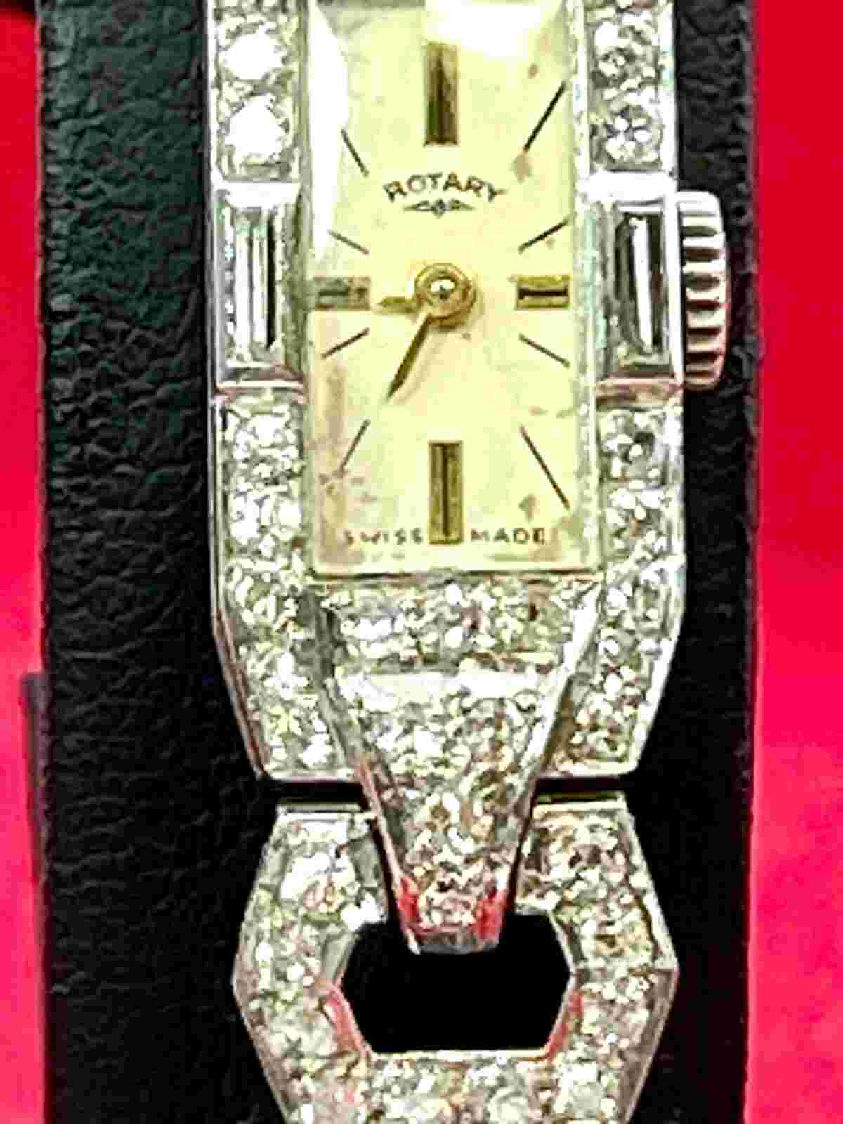 ROTARY Hand Winding Vintage Watch 14k  Diamonds
