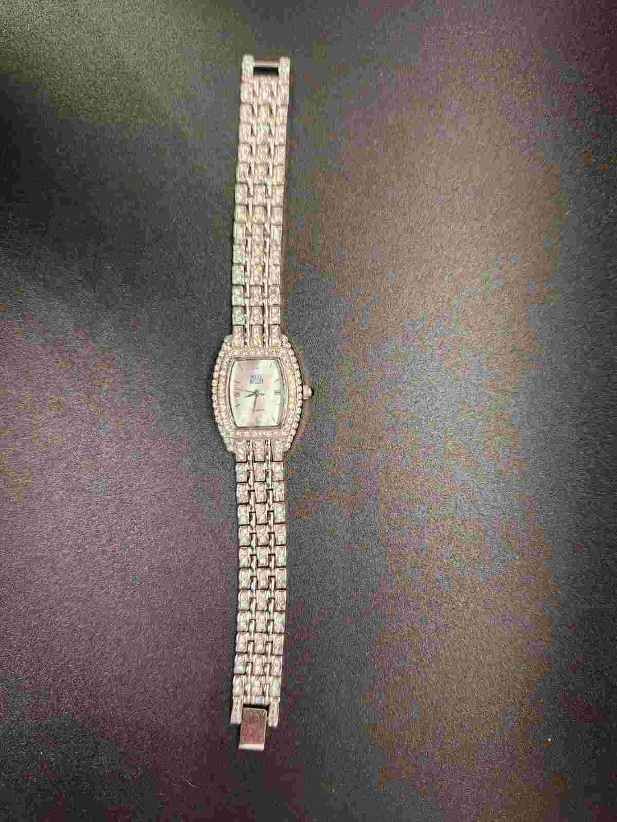 Nolan Miller Glamour Collection Gold Tone Clear Crystal Watch in Box