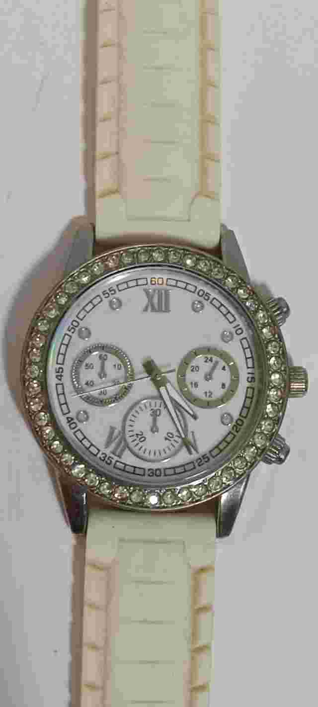 Darice Watch Silver Tone With Crystal Accented Bezel White