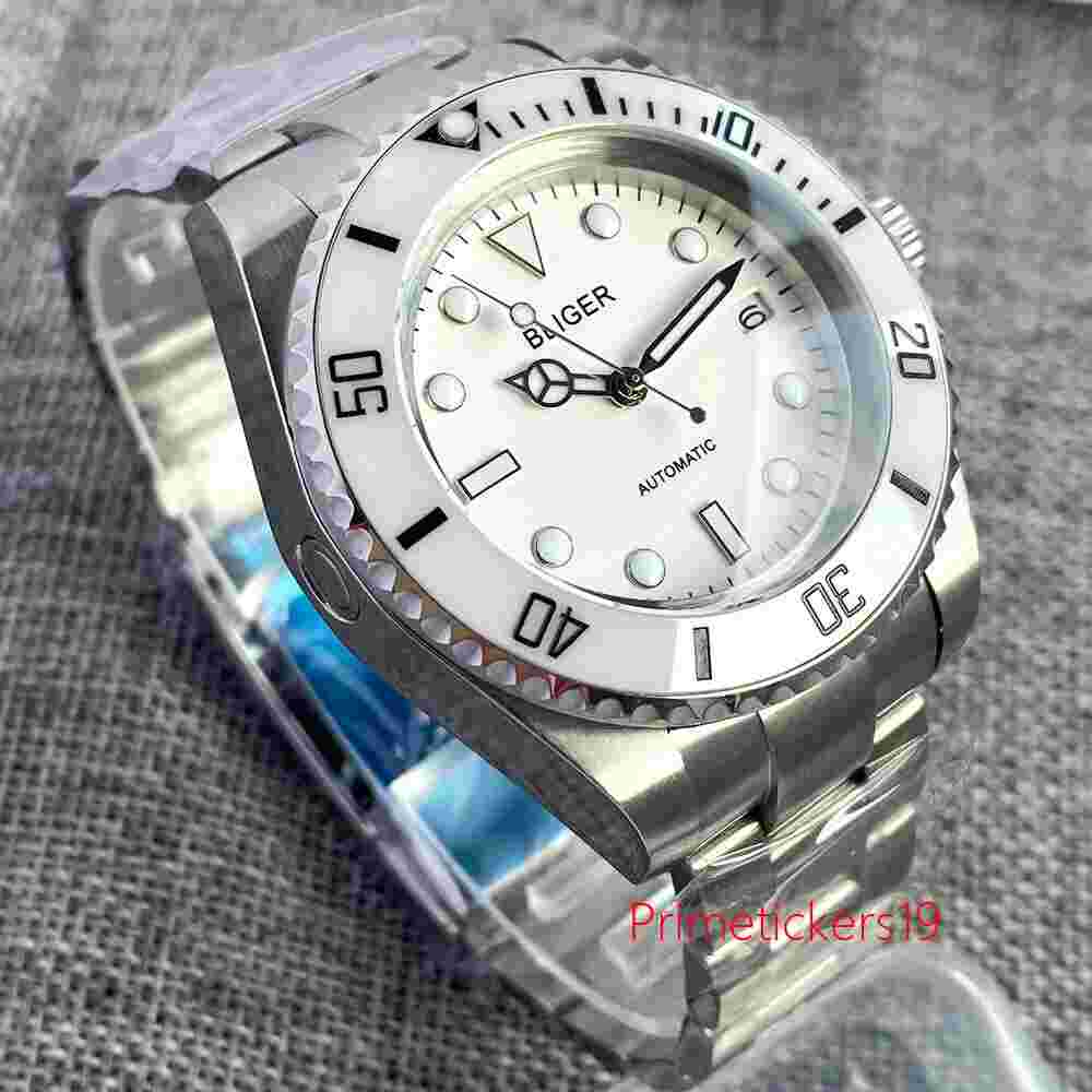 BLIGER 43mm Men's Automatic Watch NH35A PT5000 Rotating Bezel White Dial Date