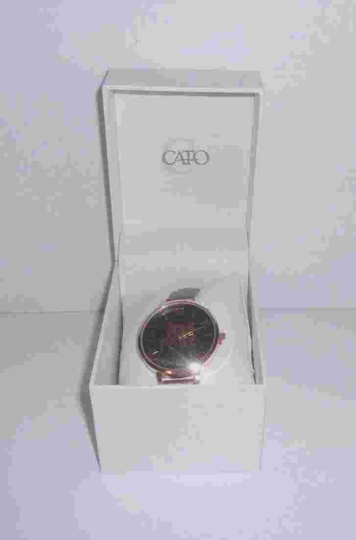 CATO LADIES WATCH GOLD CASE-LOVE & PEACE IN BRONZE COLORED LETTERS ON FACE