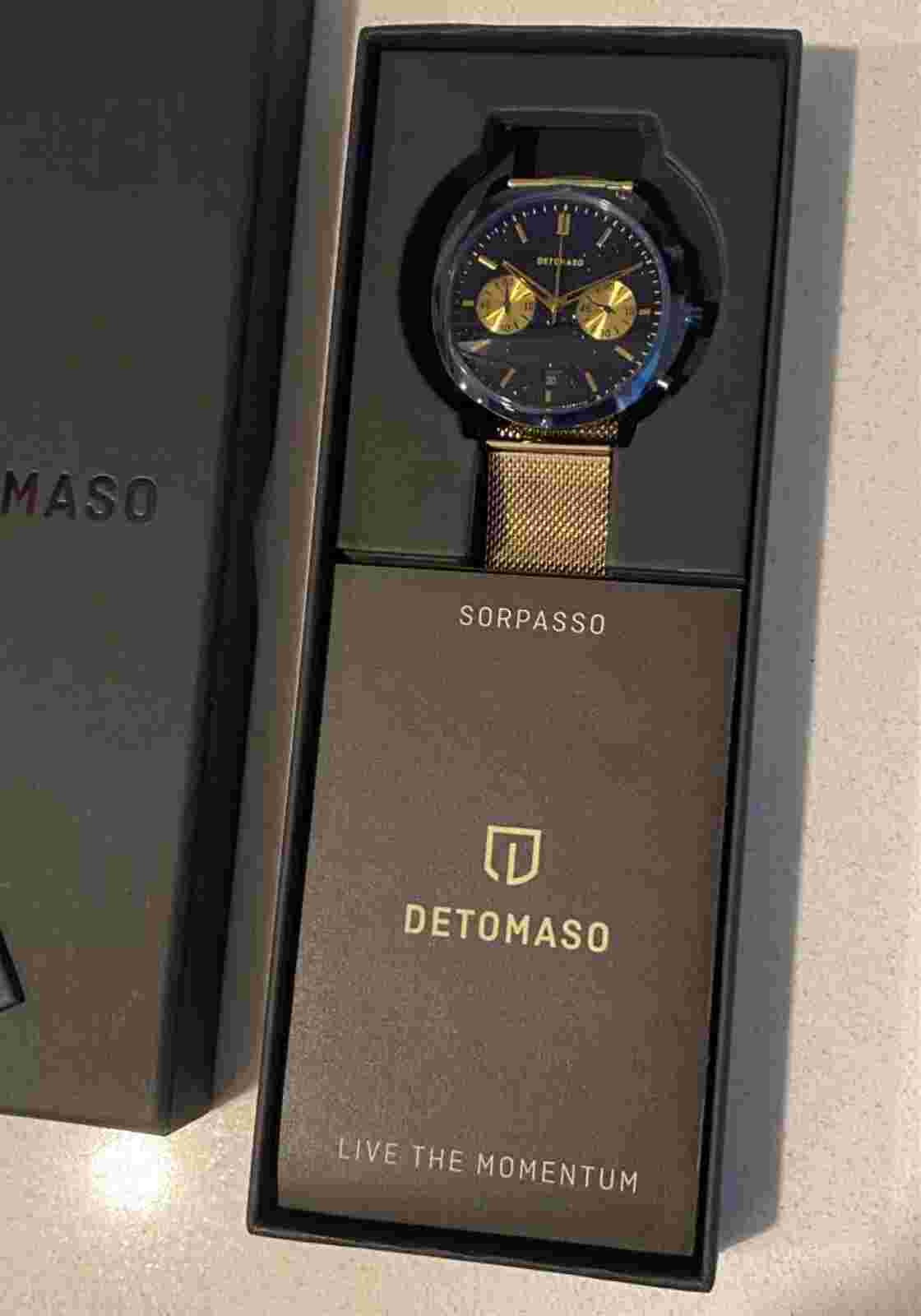 DETOMASO SORPASSO CHRONO LE STELLA ORO *GOLD MESH BAND (EXCLUSIVE) D13-02-13 NEW