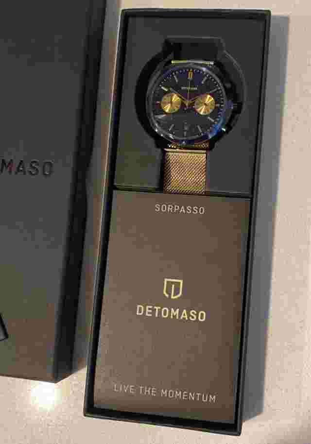 DETOMASO SORPASSO CHRONO LE STELLA ORO *GOLD MESH BAND (EXCLUSIVE) D13-02-13 NEW
