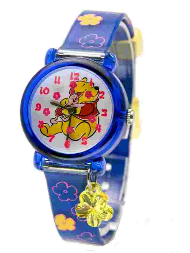 DISNEY:LORUS SILICON BAND WINNIE THE POOH ANALOG QUARTZ WATCH/POOH IN ROUND BOX
