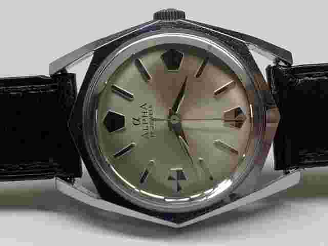 rare vintage alpha mechanical swiss made wristwatch
