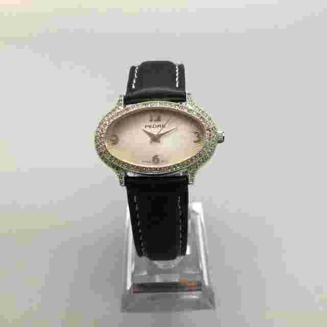 Vtg Pedre Watch Women 36mm Silver Tone Oval Sunburst Dial Leather New Battery