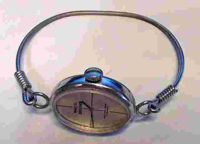 VINTAGE MARCEL BOUCHER Mechanical MODERNIST SILVER TONE WOMENS WATCH WORKING