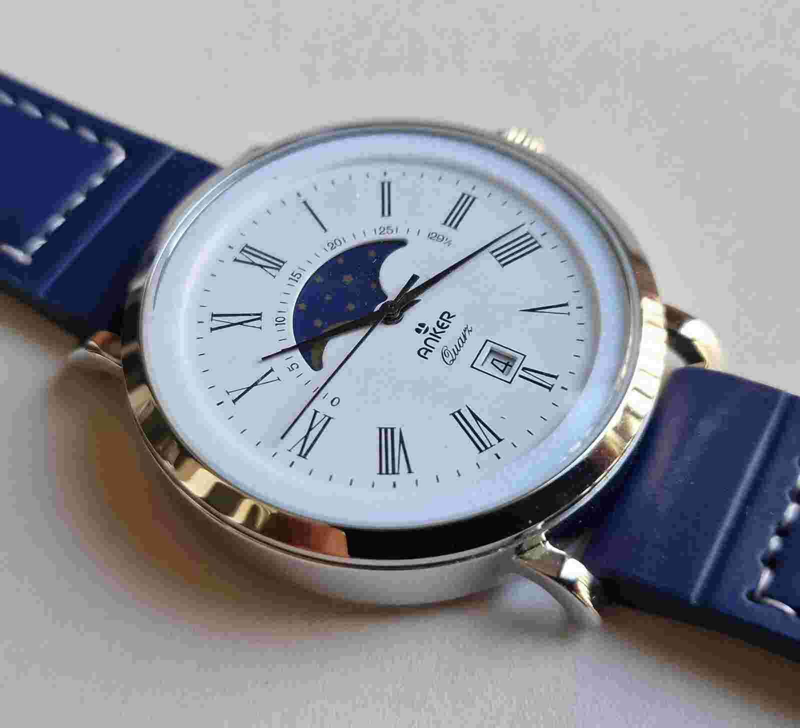 Vintage ANKER moonphase , 46mm , date displaying, Harley Ronda SA378, Quartz