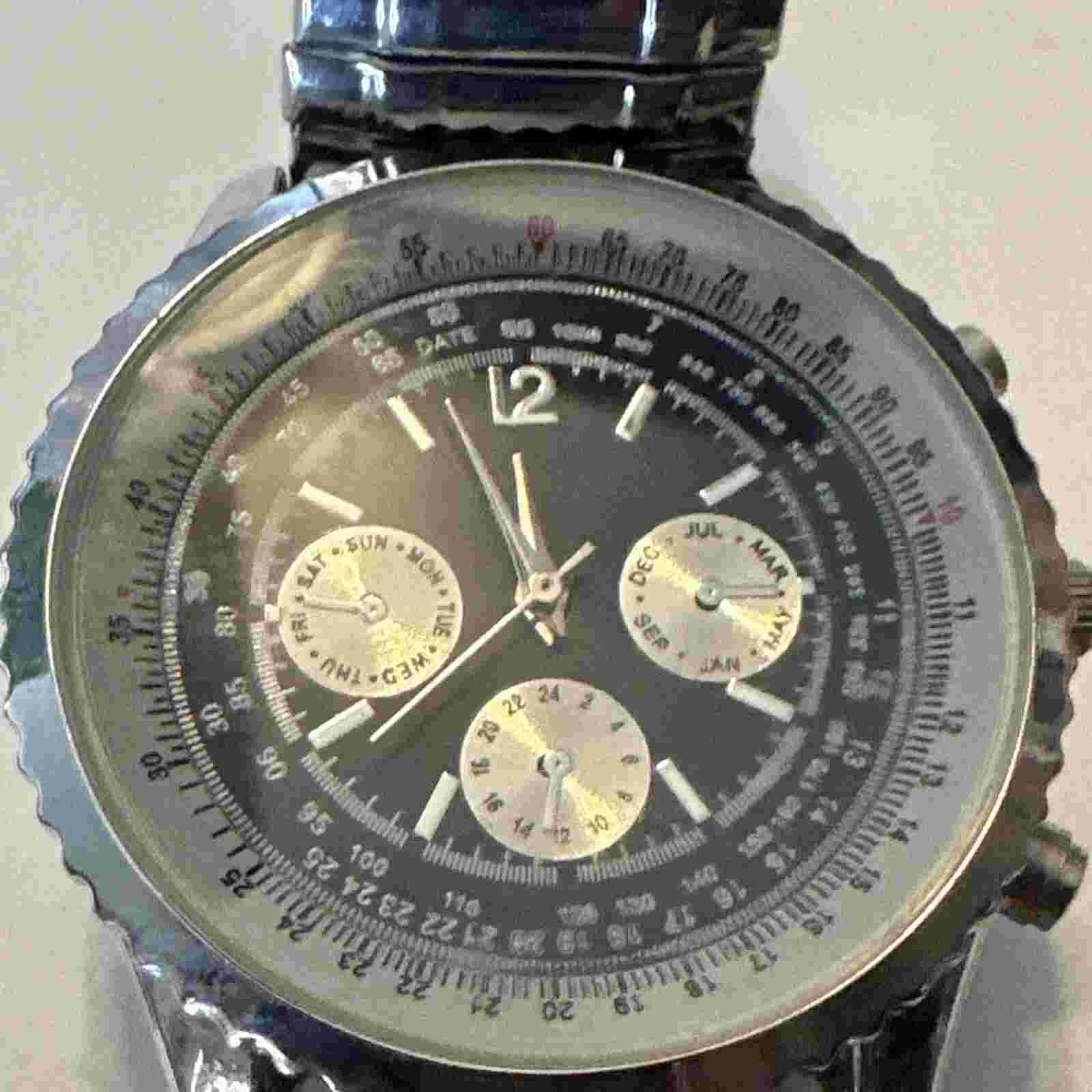 Haband Men’s Watch Analog Time Date Day #D195 Wristwatch Stretch Band