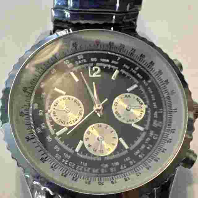 Haband Men’s Watch Analog Time Date Day #D195 Wristwatch Stretch Band