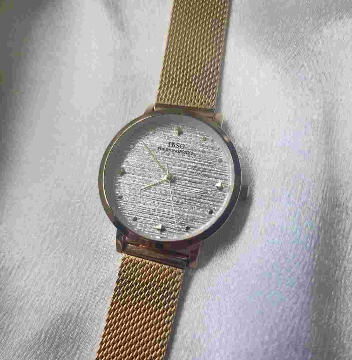 Ibso Boerni Albisino Womens Stainless Steel Gold Watch Adjustable Silver Faced
