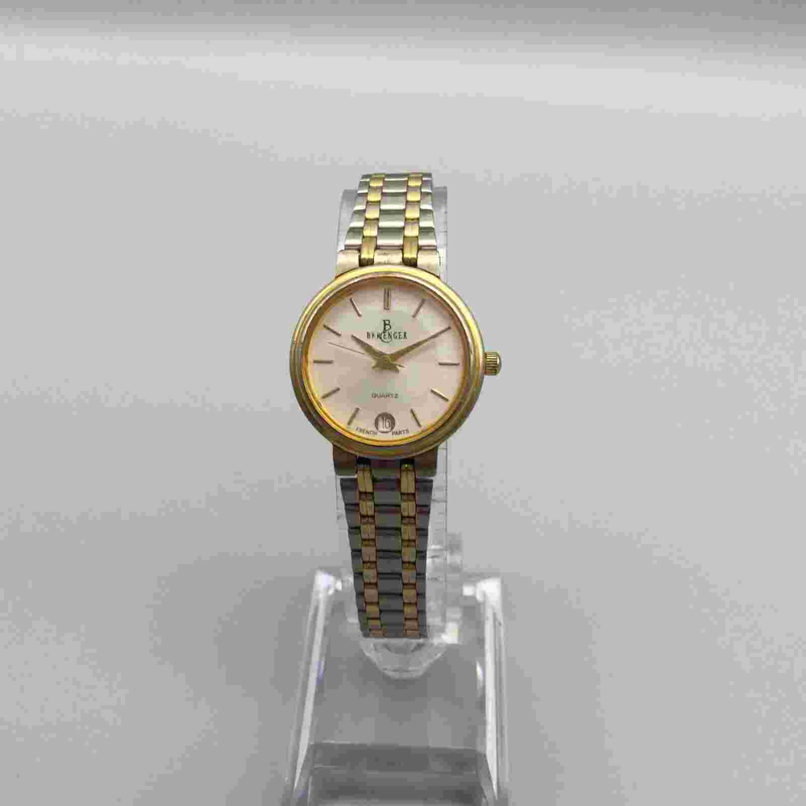 Vtg Berenger Watch Women 24mm Silver Gold Two Tone Date New Battery 8"