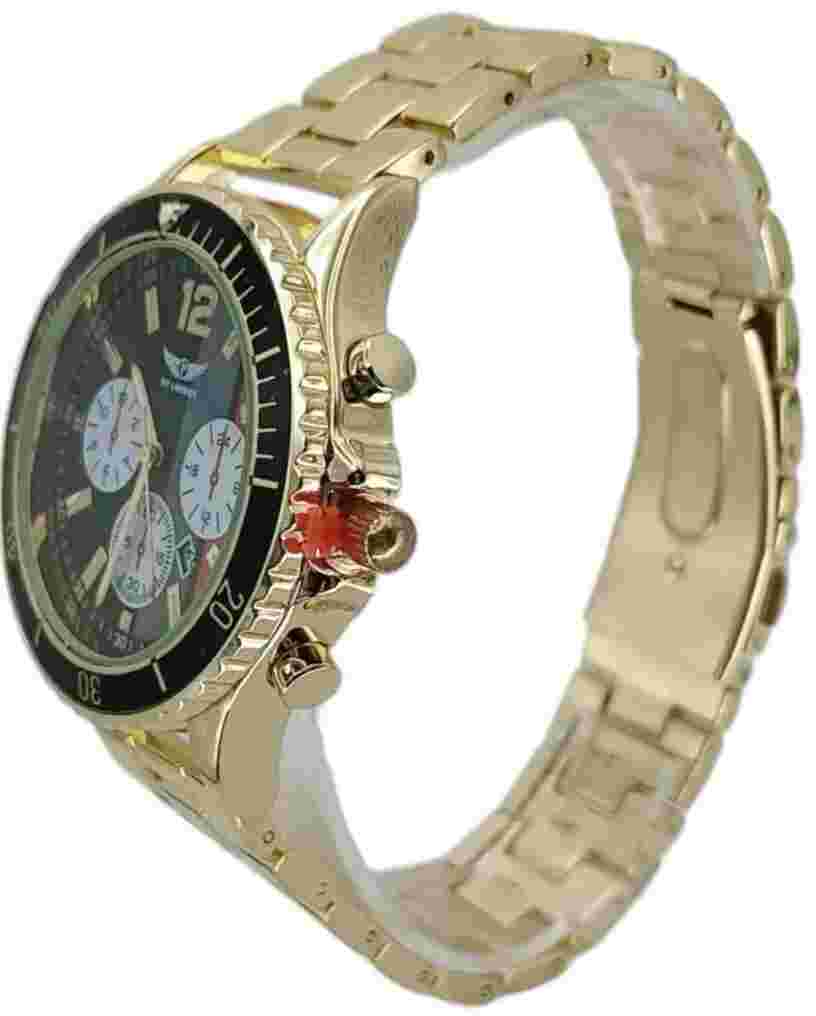 NY LONDON Gold and Black  Face Chronographs Dial Men Metal Strap Analog Quarts