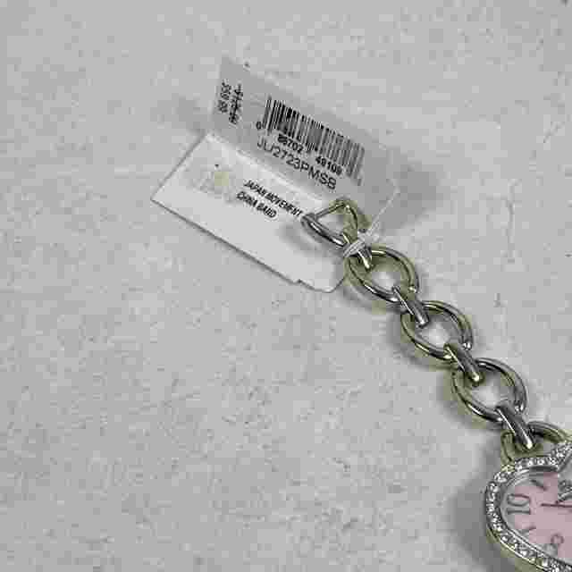 JLO Watch Womens 33mm Heart Pink MOP Dial Pave Bezel Silver Tone New Battery