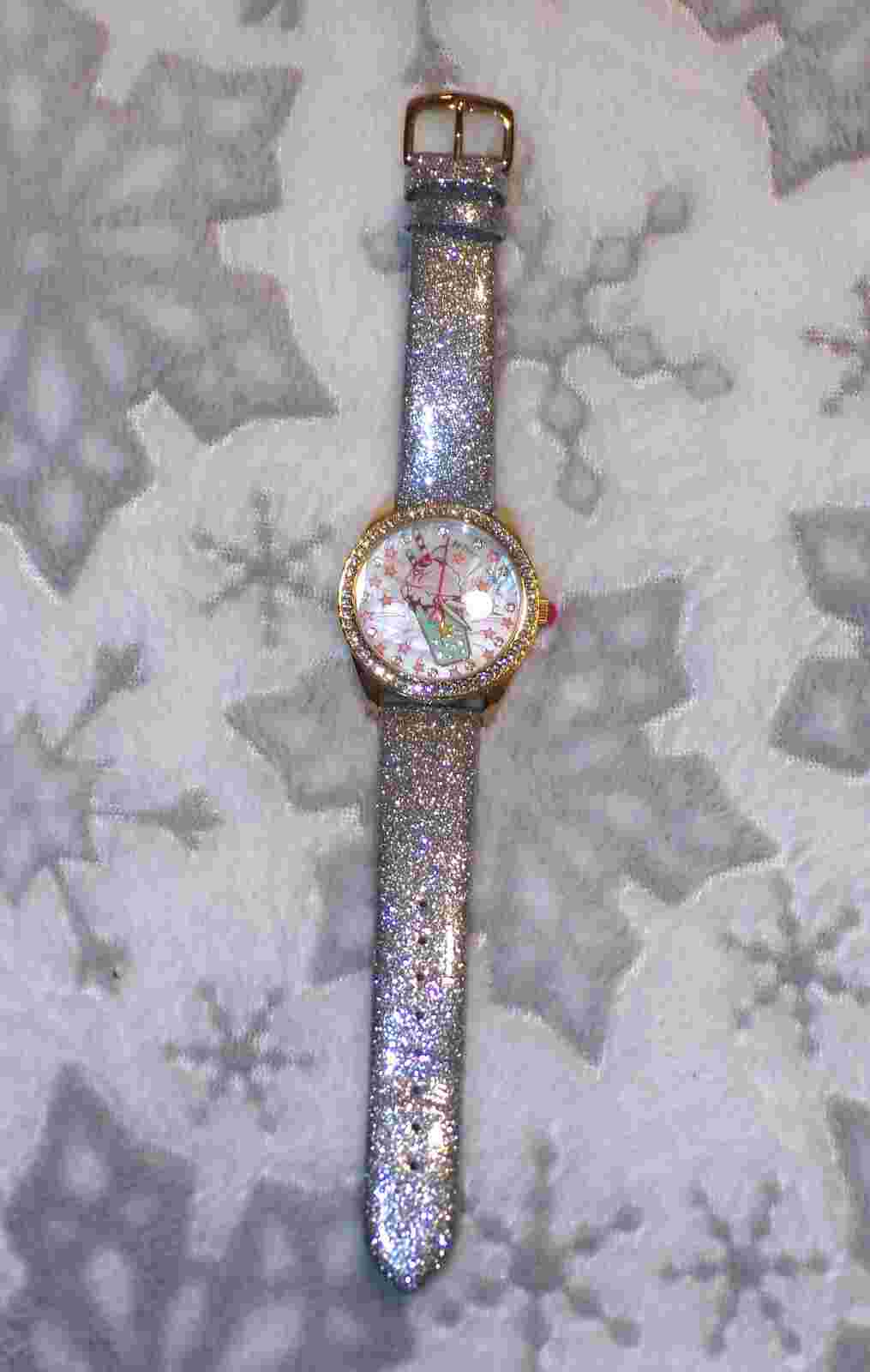 BETSEY JOHNSON Milkshake Women's Watch Silver Glitter Rhinestones RARE HTF