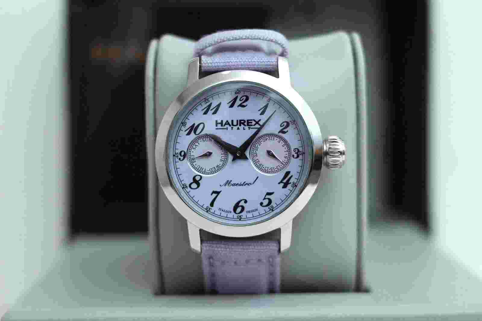 Haurex Italy Ladies Watch 6A343DL1 Maestro Rainbow with Purple Dial Fabric Strap