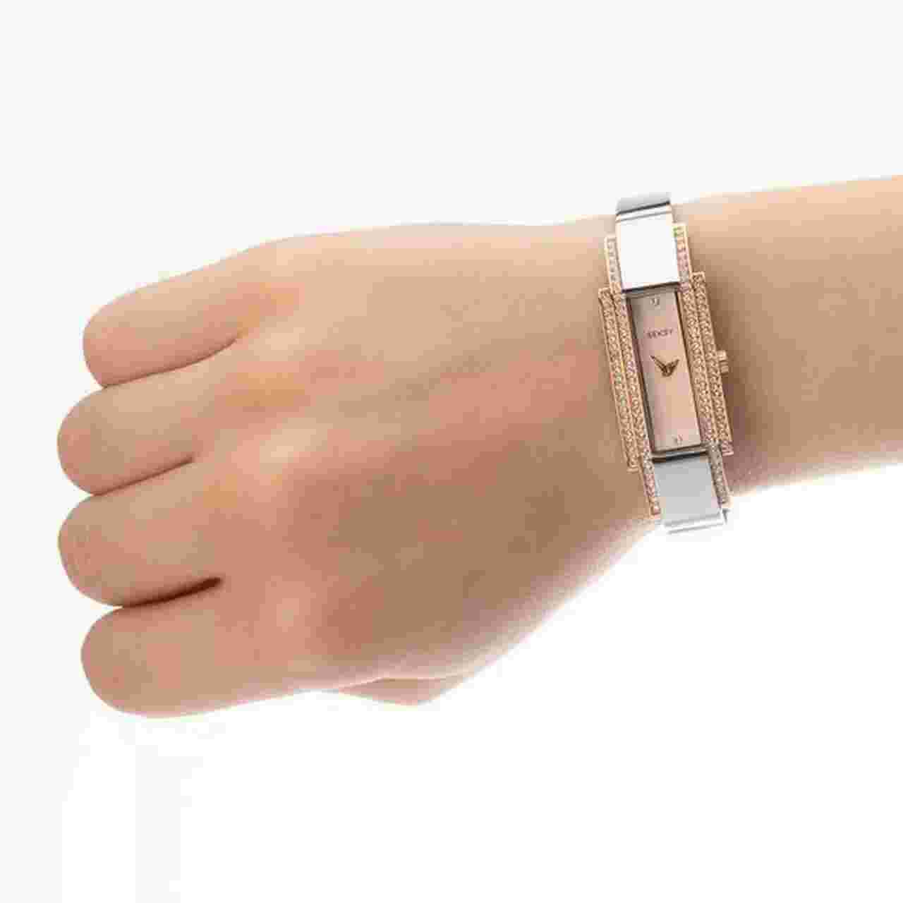 SEKSY 2736 Crystal Two-Tone Silver Rose Gold Bracelet Watch