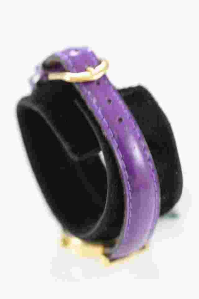 Futura Watch Women Gold Stainless Steel Leather Purple WR Battery Pearl Quartz