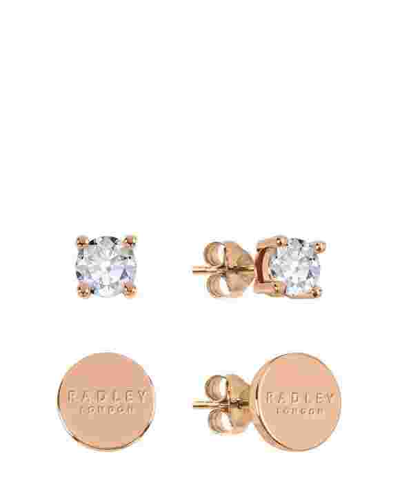 Radley Ladies Watch RY4593A-set Silver Mesh Strap & Twin Pack Brass Earrings set