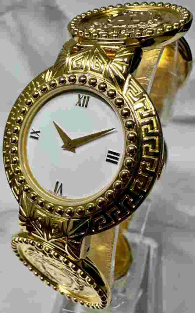 Authentic Gianni Versace Vintage Womens Wristwatch White GP