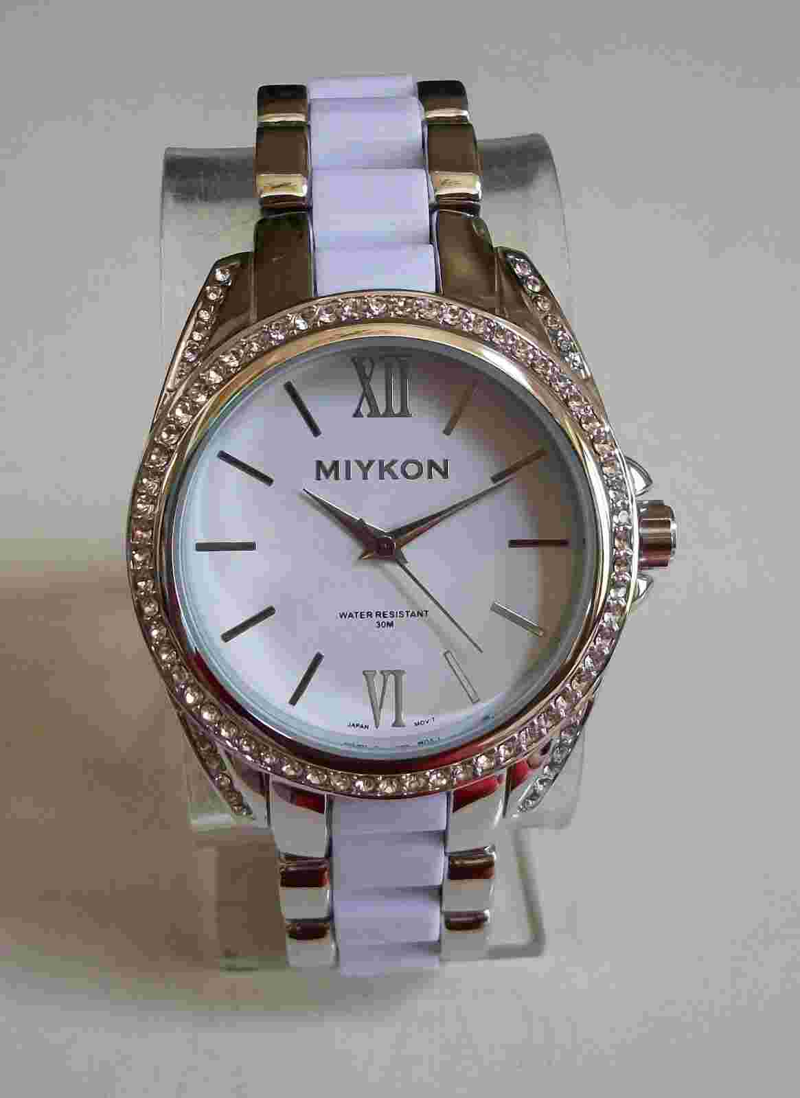 Women's Rhinestone Miykon Casual White & Silver Finish Fashion Boyfriend Watch